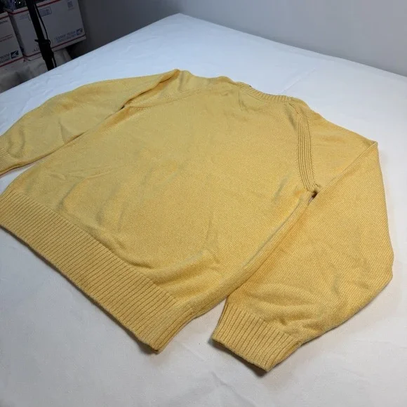 Tommy Hilfiger Sweater Men's M Yellow Essential Mini Flag Logo Vintage Round - Picture 7 of 16